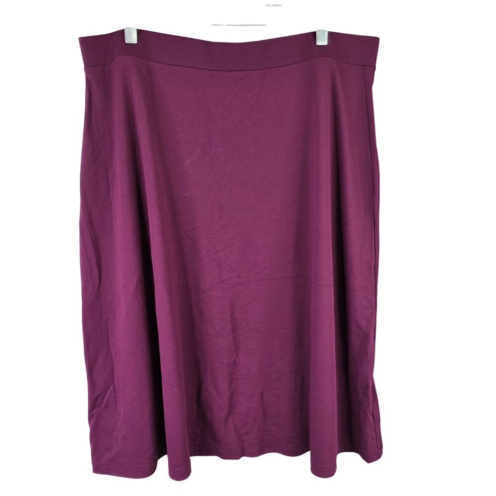 Womens Gap Purple A-Line Midi Skirt Rayon Polyester Blend Stretch Size XL